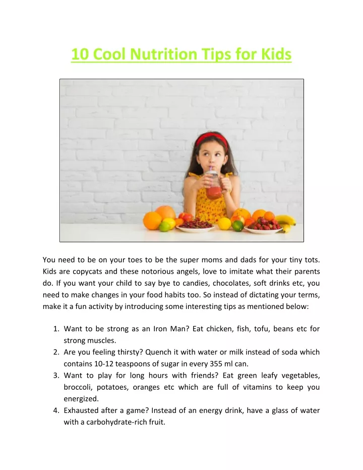 10 cool nutrition tips for kids