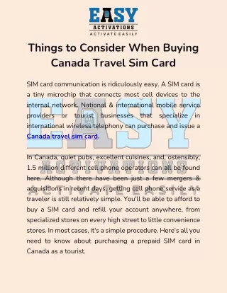 Things to Consider When Buying Canada Travel Sim Card