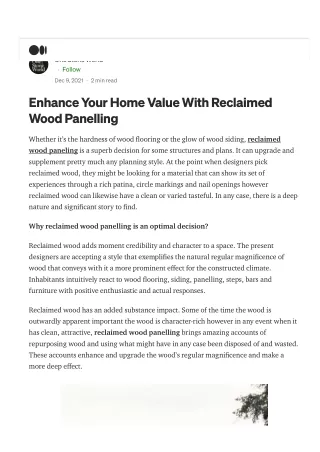 Enhance Your Home Value With Reclaimed Wood Panelling