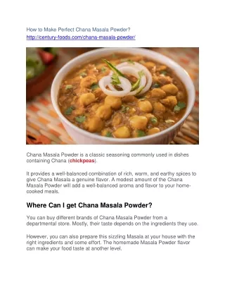 How to Make Perfect Chana Masala Powder