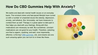 How Do CBD Gummies Help With Anxiety