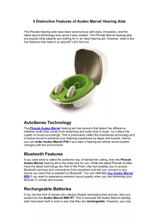 5 Distinctive Features of Audeo Marvel Hearing Aid