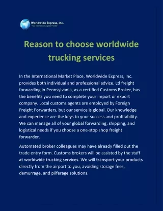 Worldwide Trucking Service