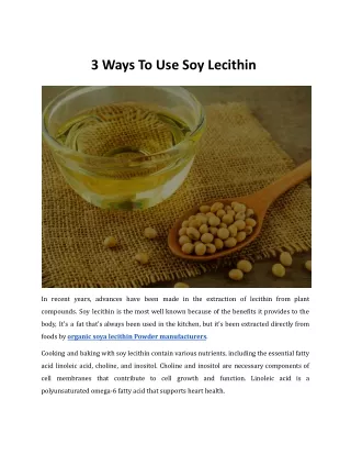 3 Ways To Use Soy Lecithin