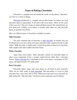 types of baking chocolates