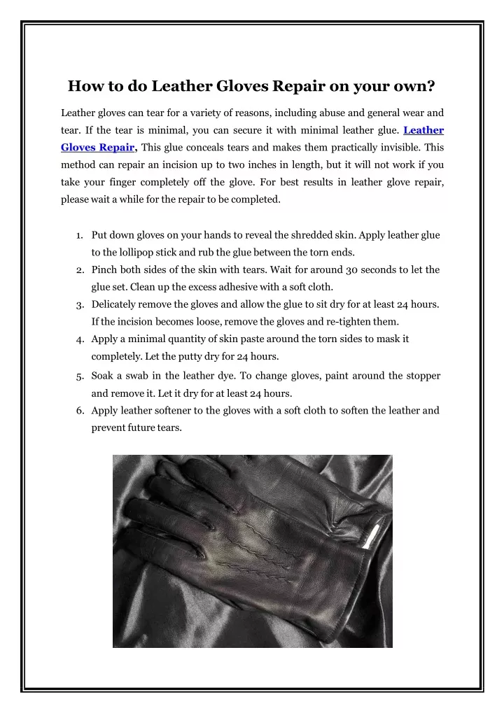 how to do leather gloves repair on your