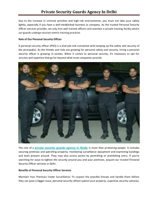 private security guards agency in delhi