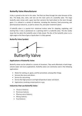 Butterfly Valve Manufacturer