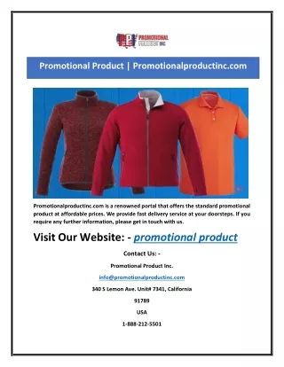 Promotional Product | Promotionalproductinc.com