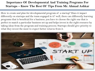 importance of developmental and training programs