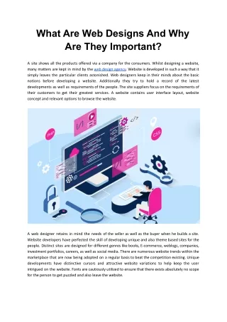 what are web designs and why are they important