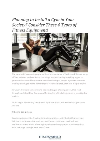 Planning to Install a Gym in Your Society?
