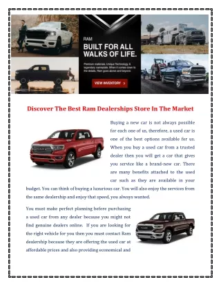 Discover The Best Ram Dealerships Store In The Market