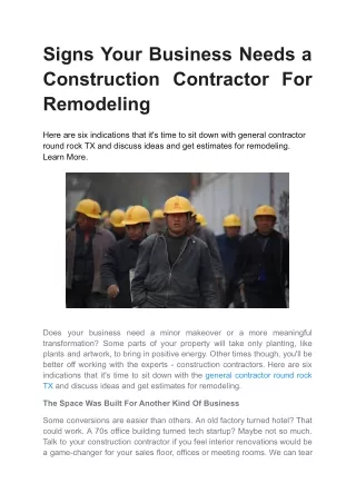Signs Your Business Needs a Construction Contractor For Remodeling