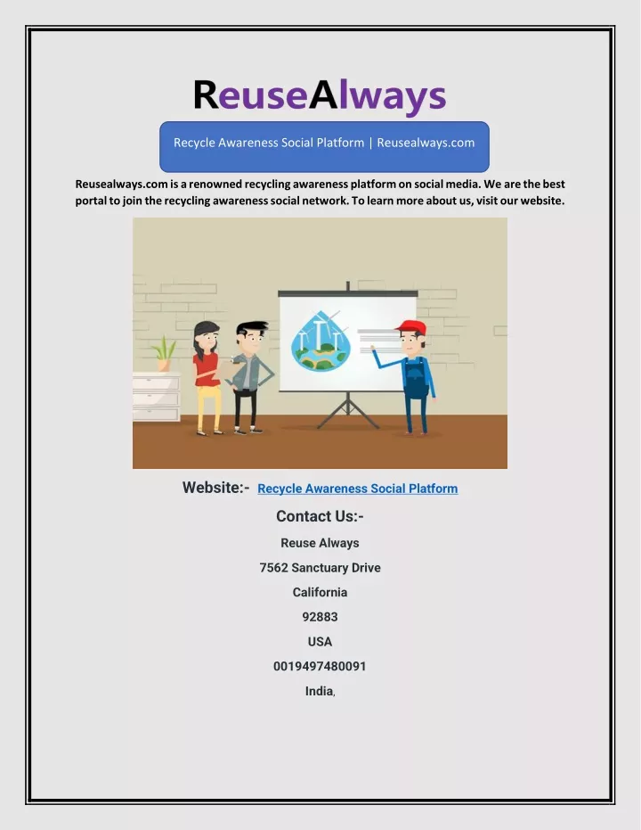 recycle awareness social platform reusealways com