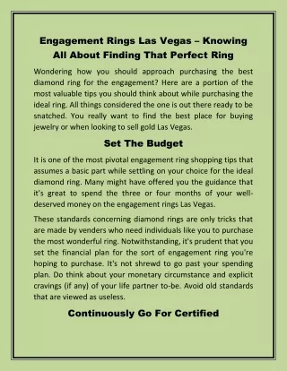 Engagement Rings Las Vegas – Knowing All About Finding That Perfect Ring-converted