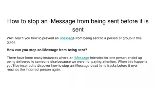 How to stop an iMessage from being sent before it is sent