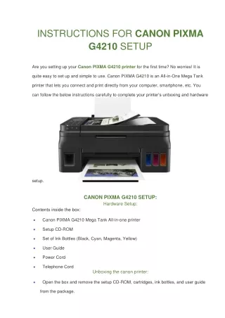 Simple Steps: Canon Pixma G4210 Setup Guidance - Airprint.us