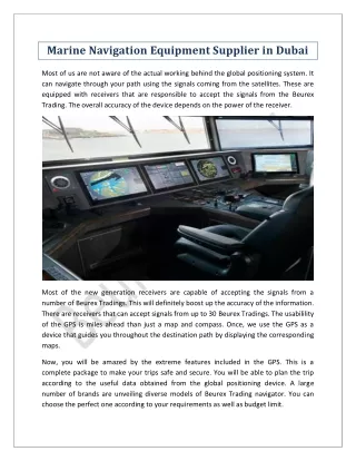 Marine Navigation Equipment Supplier in Dubai