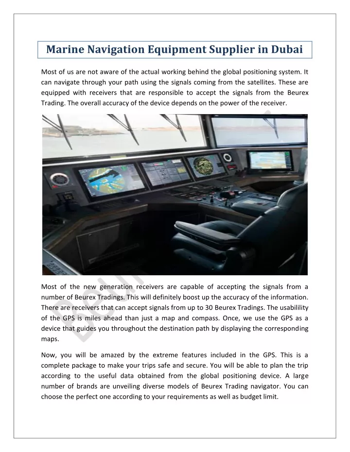 marine navigation equipment supplier in dubai