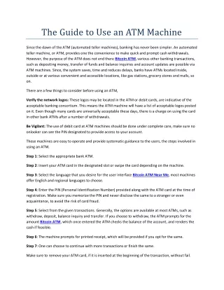 the guide to use an atm machine