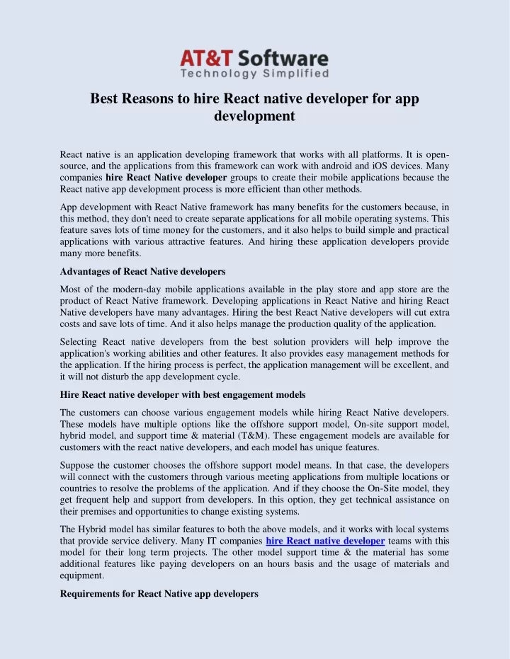 best reasons to hire react native developer