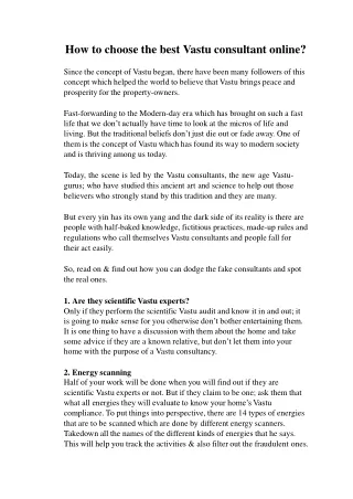 how to choose the best vastu consultant online