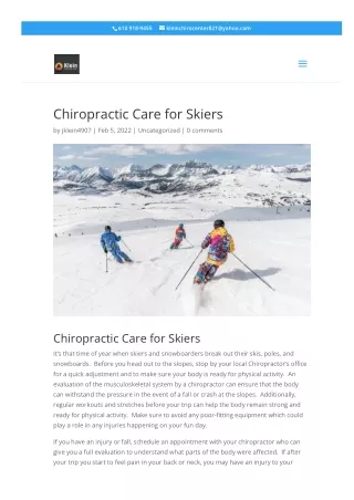 Chiropractic Care for Skiers