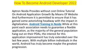how to become android developer 2022