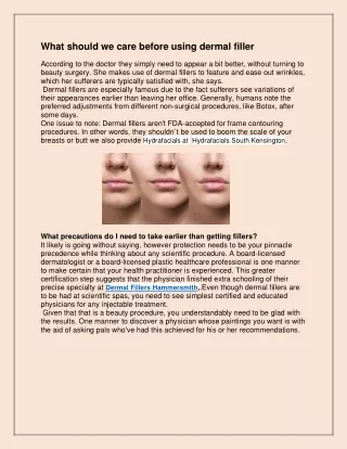 what should we care before using dermal filler
