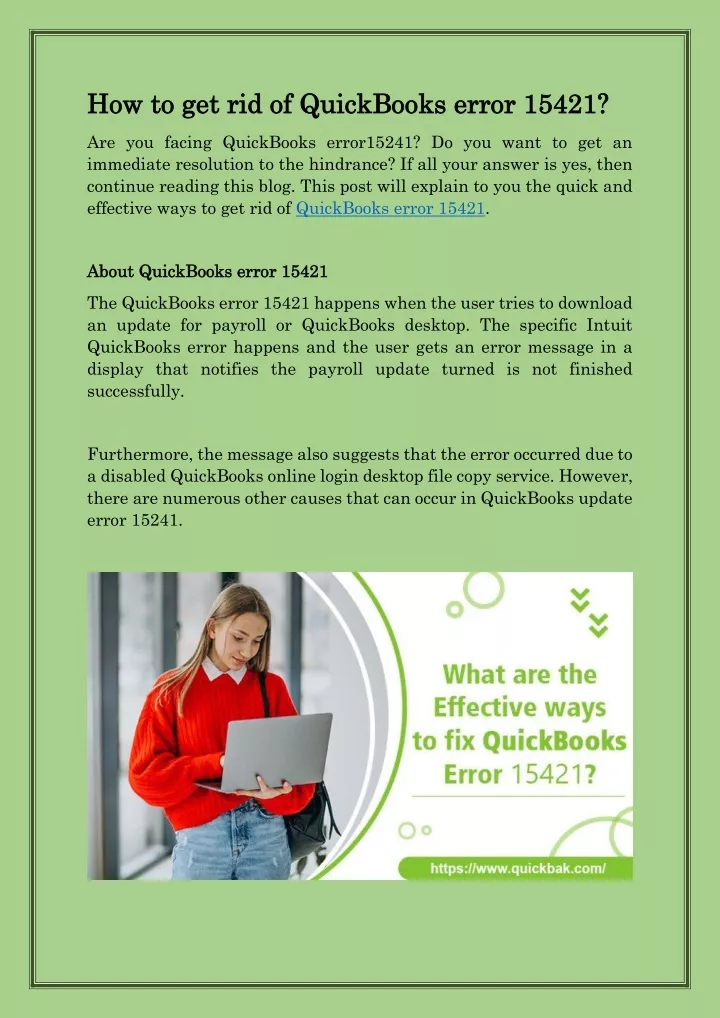 how to get rid of quickbooks error 15421