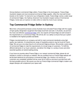 Top Commercial Fridge Seller in Sydney