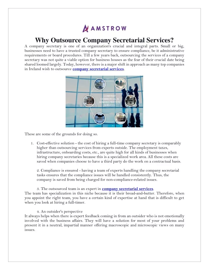 why outsource company secretarial services