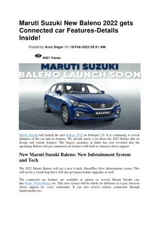 Maruti Suzuki New Baleno 2022 gets Connected car Features