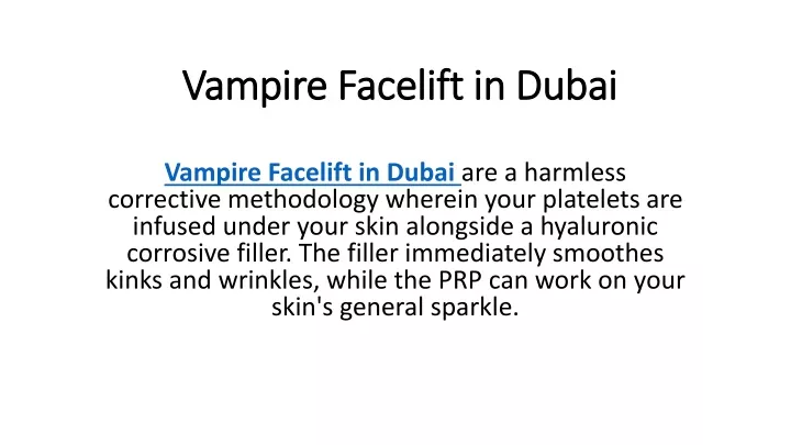 vampire facelift in dubai