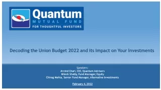 Decoding the Union Budget 2022 and its Impact on Your Investments