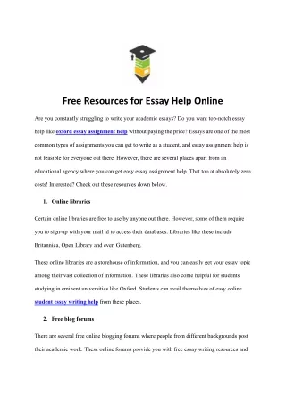 free resources for essay help online