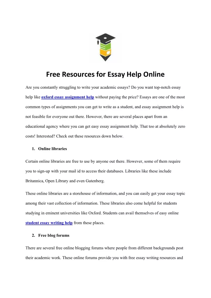 free resources for essay help online