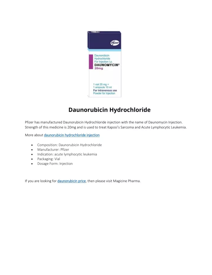 pfizer has manufactured daunorubicin