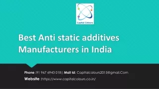Best Anti static additives Masterbatches Manufacturers In India
