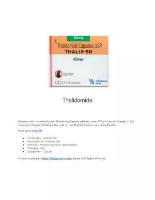 fresenius kabi has manufactured thalidomide