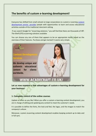 the benefits of custom e learning development