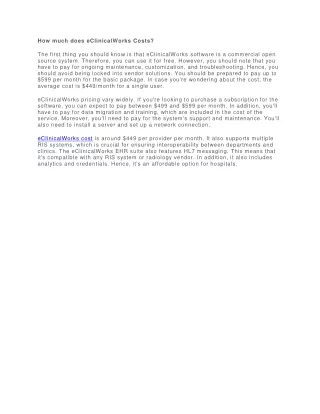 how much does eclinicalworks costs