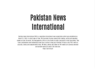 Pakistan News International news organization