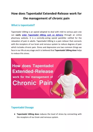 How does Tapentadol Extended-Release work for the management of chronic pain
