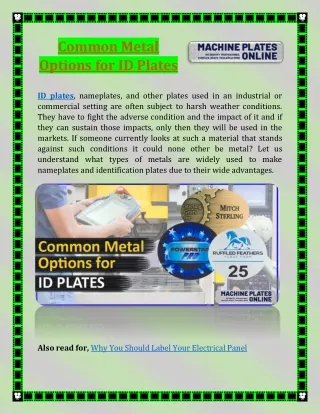 Common Metal Options for ID Plates