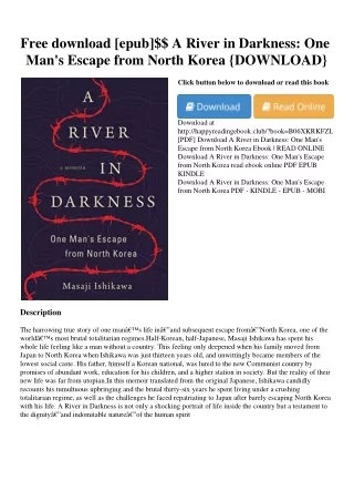 Free download [epub]$$ A River in Darkness One Man's Escape from North Korea {DO