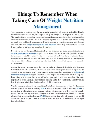 Things To Remember When Taking Care Of Weight Nutrition Management