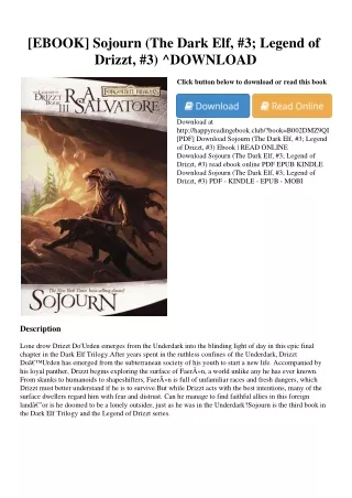 <READ> [EBOOK] Sojourn (The Dark Elf  #3; Legend of Drizzt  #3) ^DOWNLOAD <[PDF]