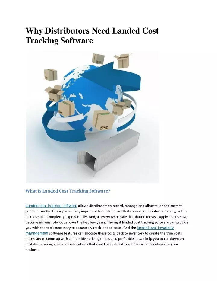 why distributors need landed cost tracking
